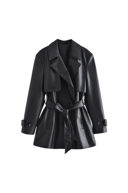 Trench en cuir ceinturé élégance | BELTSTYLE™